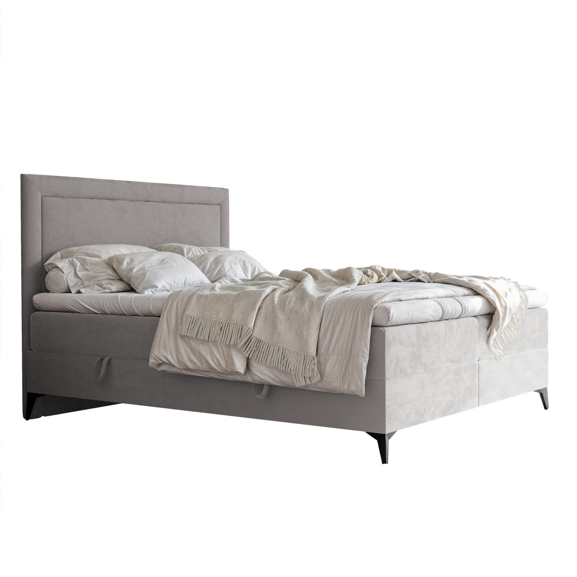 BOXBETT NERO 180/200 cm mit Matratze und Topper, Grau - Schwarz/Grau, Holzwerkstoff/Textil (180/200cm) - Idohome