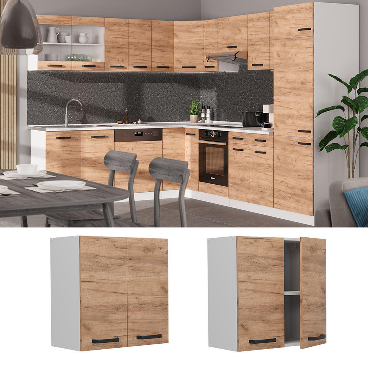 Honigeiche/Weiß, Holzwerkstoff (60/60/31cm) - Vicco