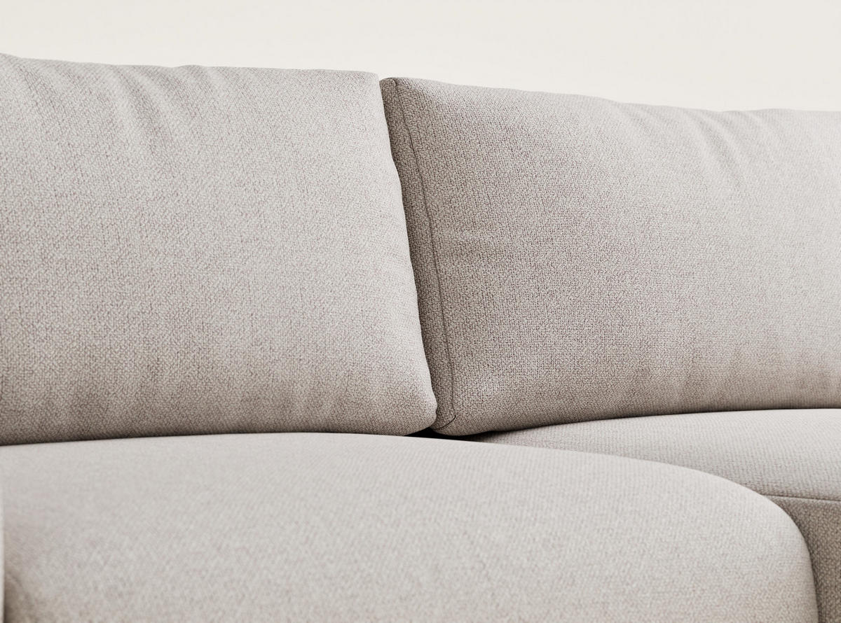 ECKSOFA MIT SCHLAFFUNKTION Numba Hellbeige Webstoff - Creme/Schwarz, Holz/Holzwerkstoff (253/153cm) - Maison de Reve