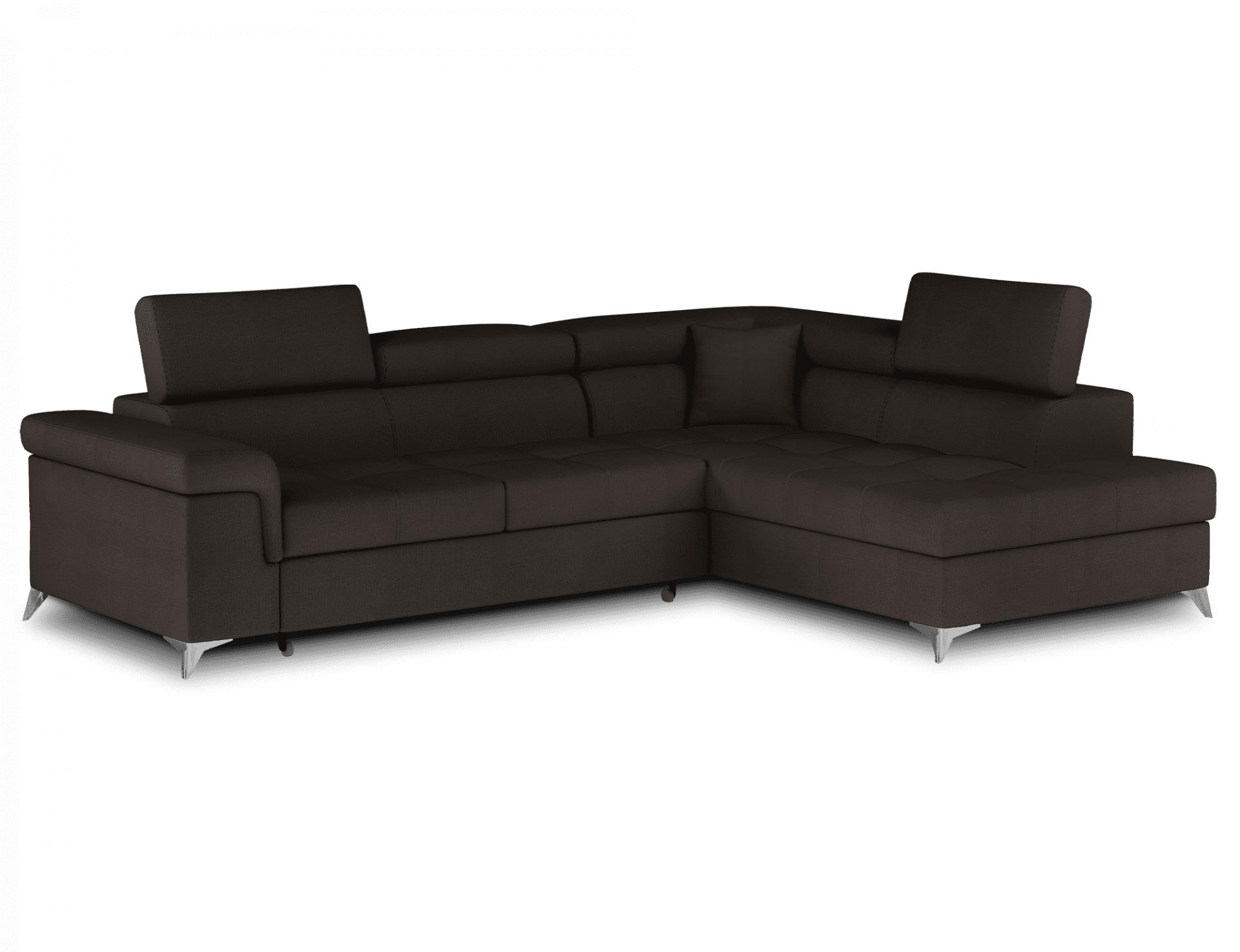 ECKSOFA mit Schlaffunktion und Bettkasten, pflegeleichter Monolith-Stoff - Chromfarben/Dunkelbraun, Textil/Metall (202/275cm) - Eltap