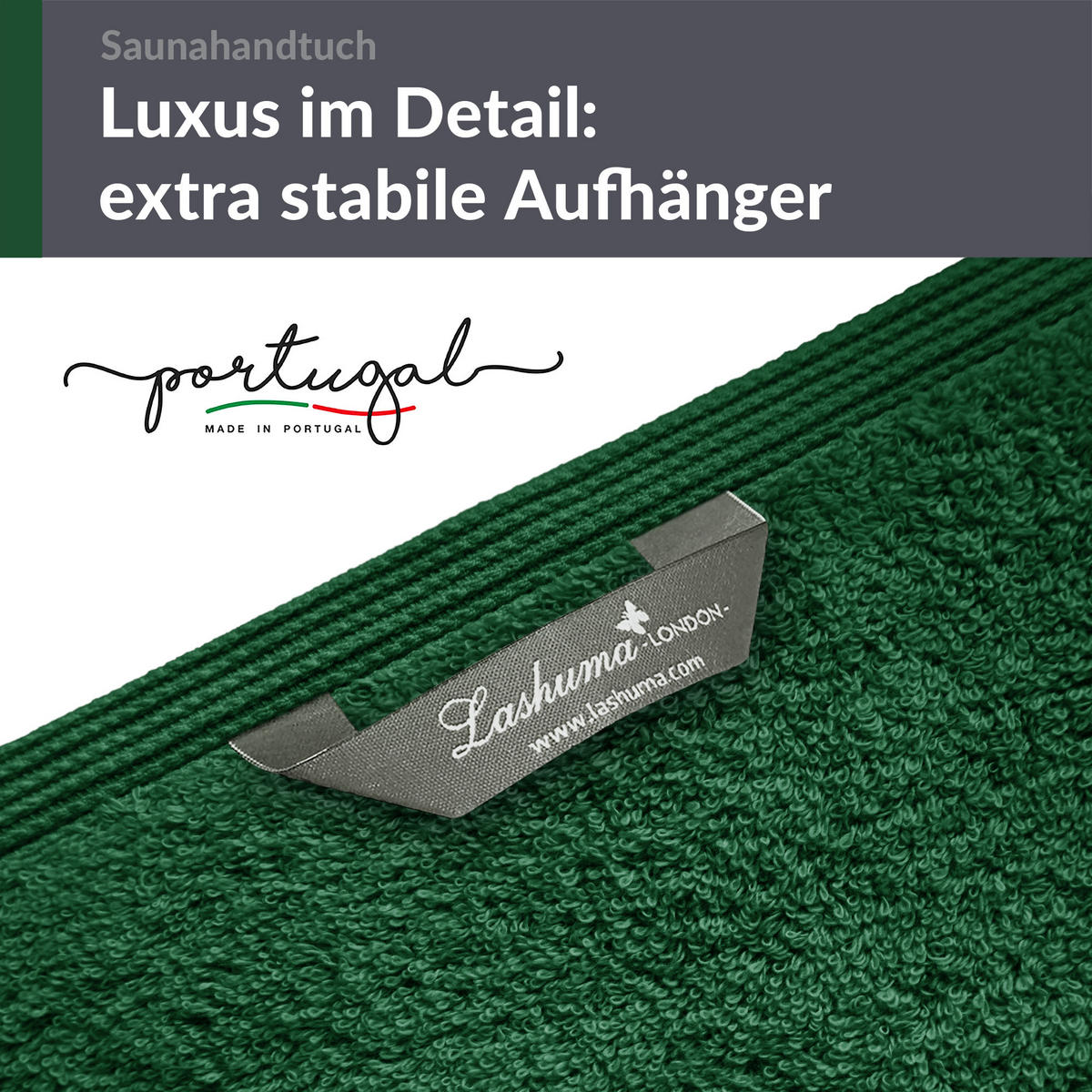 BADETUCH London Tannen Grün 100x200 cm - Waldgrün, Textil (100/200cm) - Lashuma