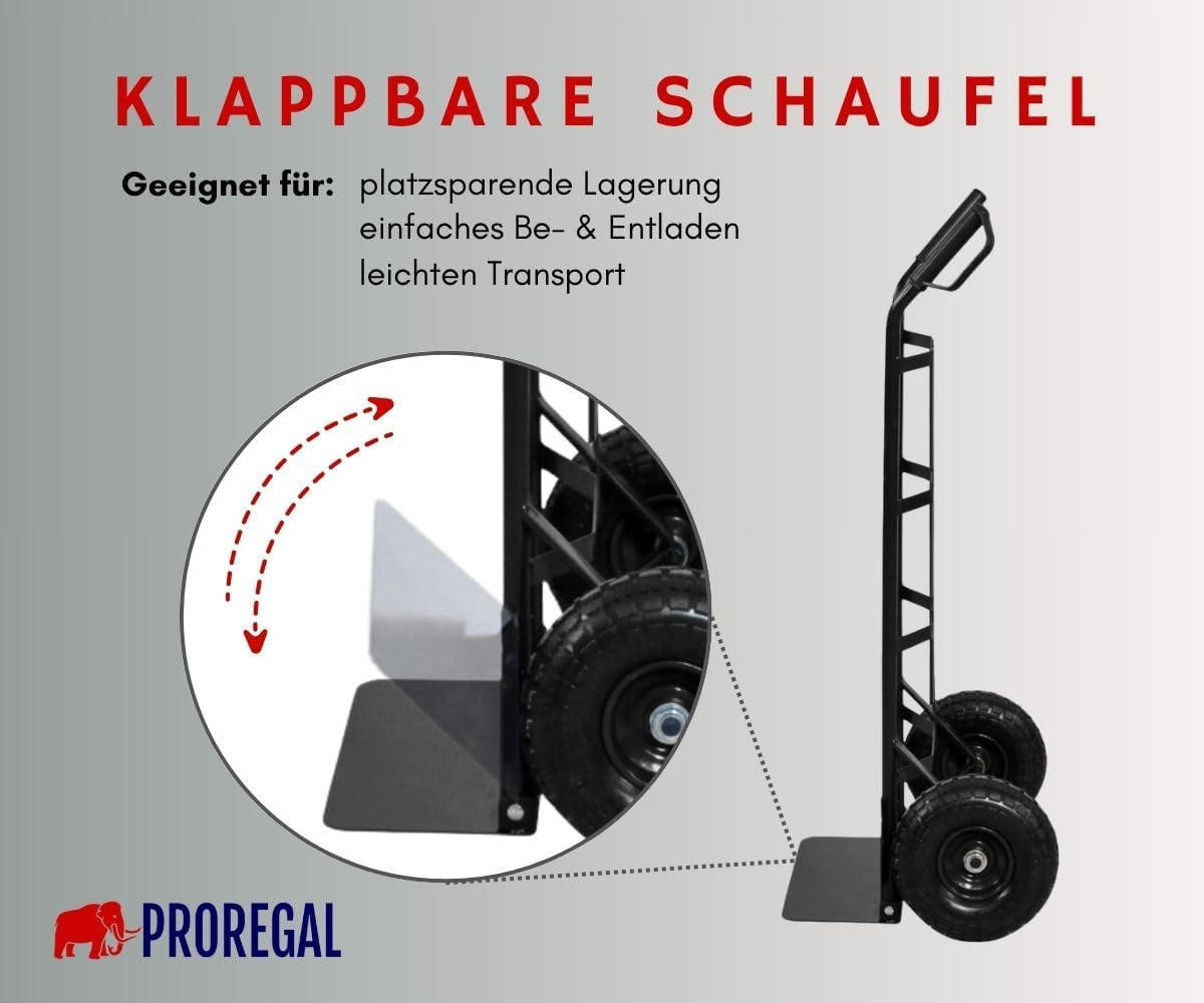 SACKKARRE Odin 115x54x44cm Tragkraft 200kg PU Bereifung Stahlrahmen Schwarz - Schwarz, Metall (44/54/115cm) - PROREGAL