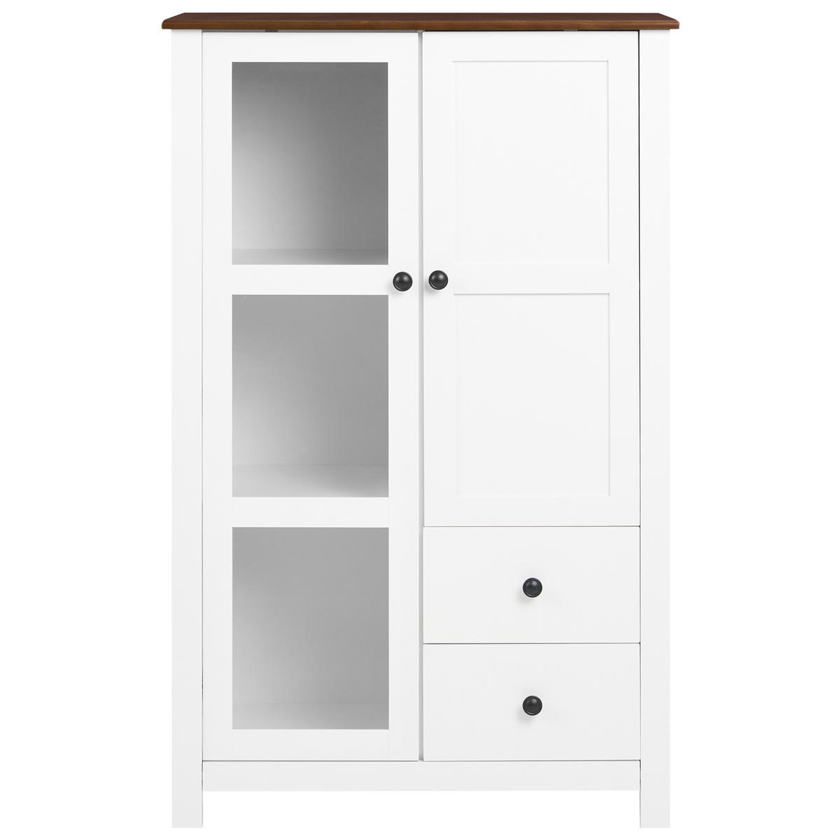 VITRÍNA 80 cm Bílá Pimba - tmavě hnědá, kompozitní dřevo (80/125/40cm) - Beliani