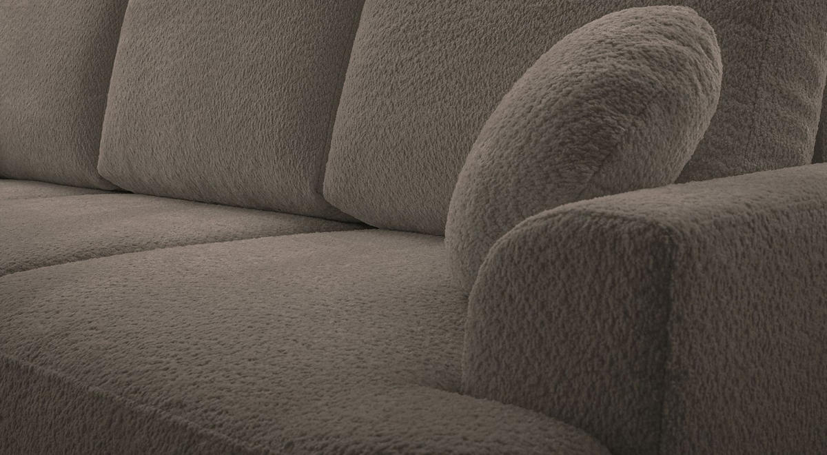 3-SITZER SOFA Barletto Altrosa Bouclé - Pink/Schwarz, Holz/Textil (248/94/110cm) - Selsey
