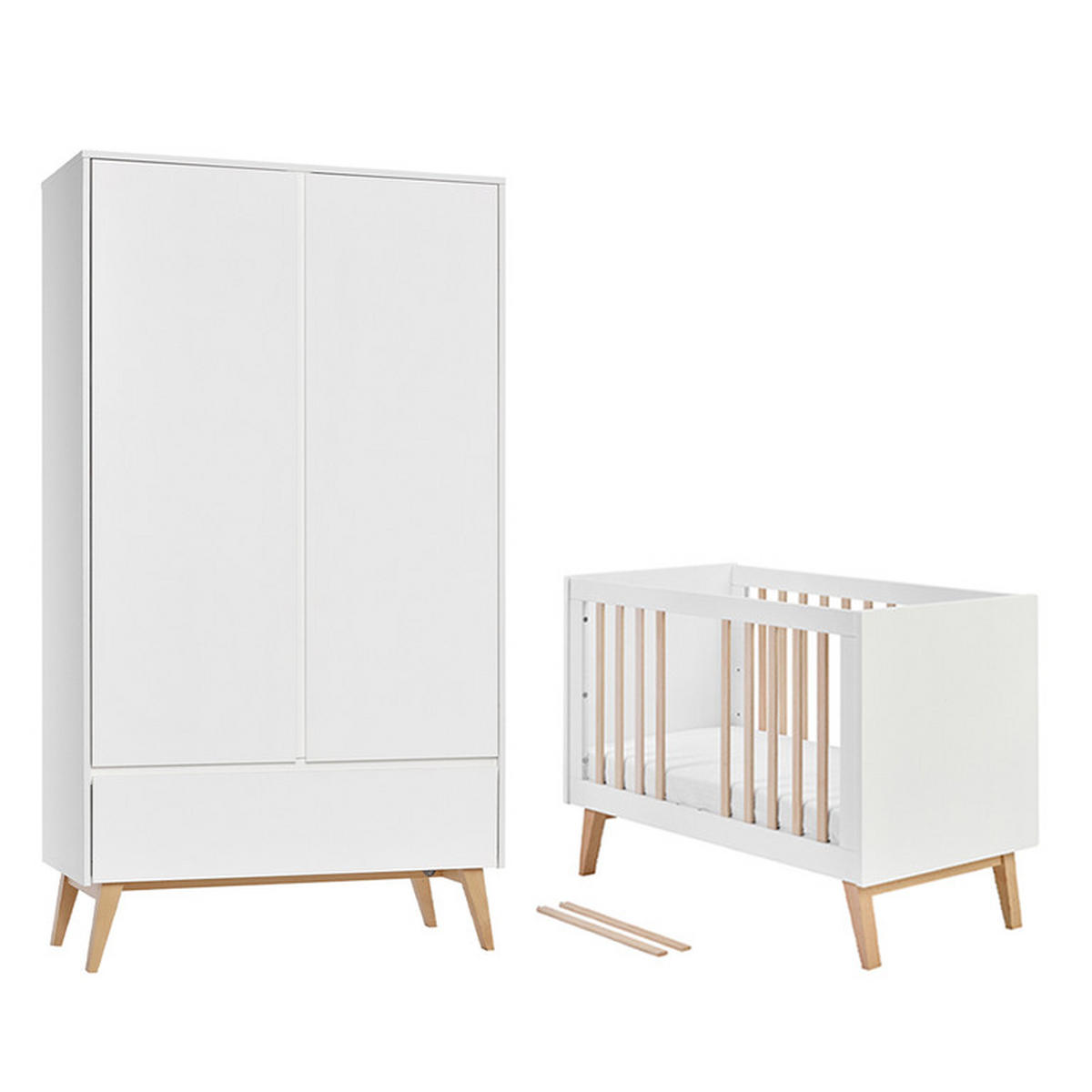 POKOJ PRO MIMINKO 2DÍLNÝ Bílá a dřevo - bílá, kompozitní dřevo (124/89/66cm) - Petits-meubles