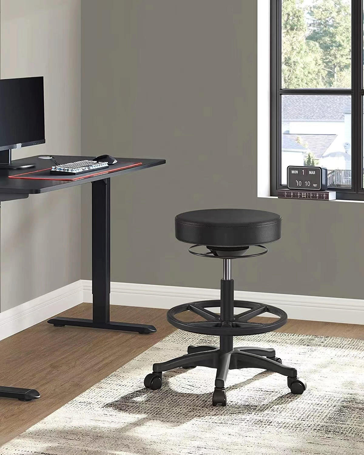 ARBEITSHOCKER BÜROHOCKER - Schwarz, Textil (51.5/51.5cm) - Hansiro