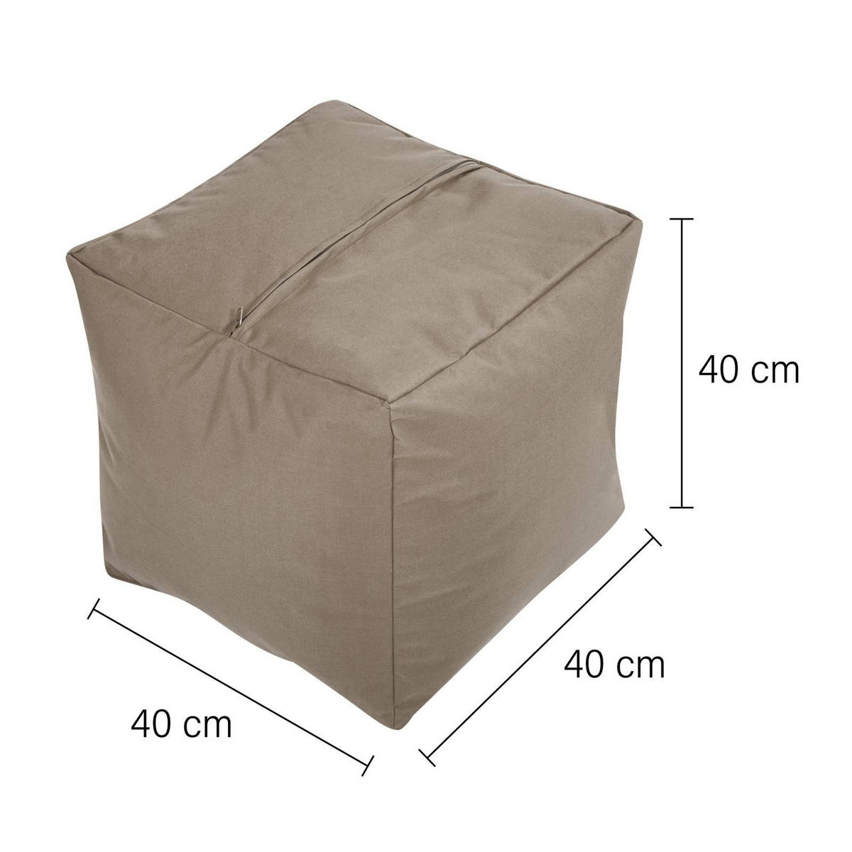 SITZSACK-HOCKER Pouf "Cube" 40x40x40cm - Braun, Textil (40/40/40cm) - Green Bean