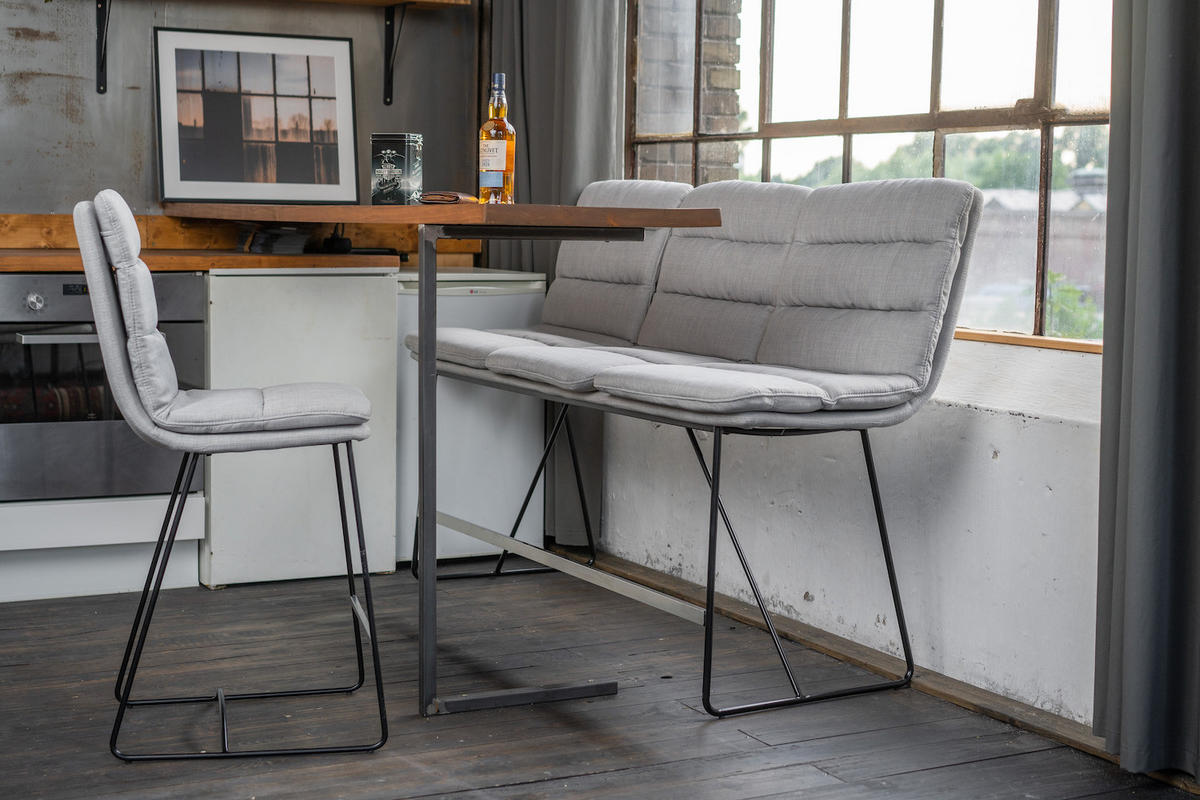 THEKENBANK VINCE Hellgrau Webstoff - Hellgrau, Textil (180/110/56cm) - KAWOLA