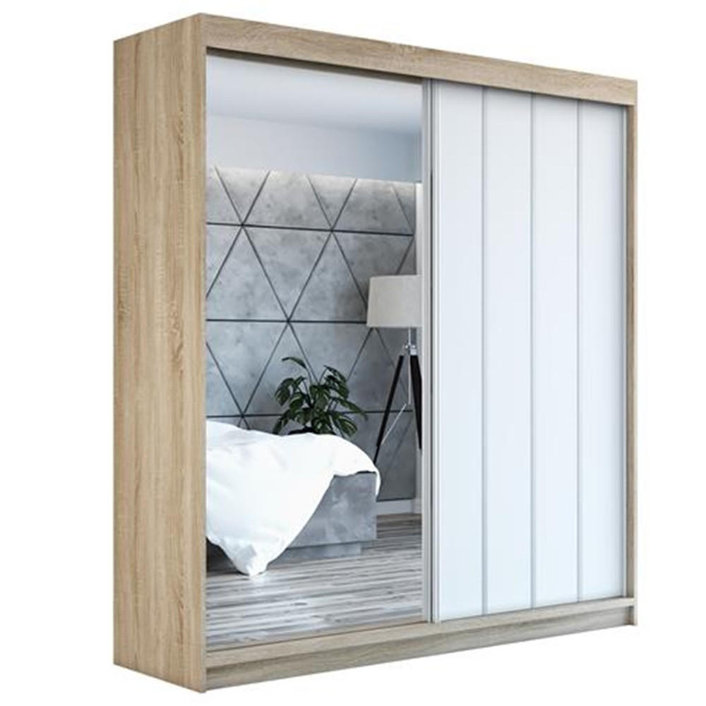SCHWEBETÜRENSCHRANK 180 CM GLIDE Farbe: Sonoma, weiß - Braun/Weiß, Holzwerkstoff (180/215/59.5cm) - A&J MöbelLand