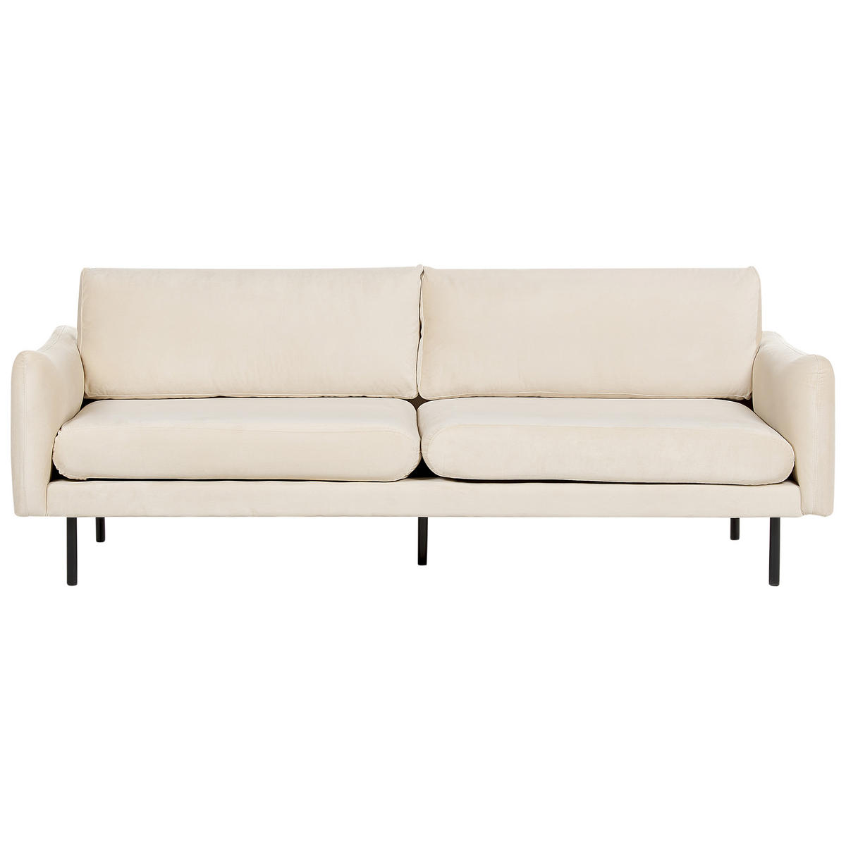 SOFA-SET 5-Sitzer Samtstoff Hellbeige mit Ottomane Vinterbro - Beige/Schwarz, Textil (220/85/85cm) - Beliani