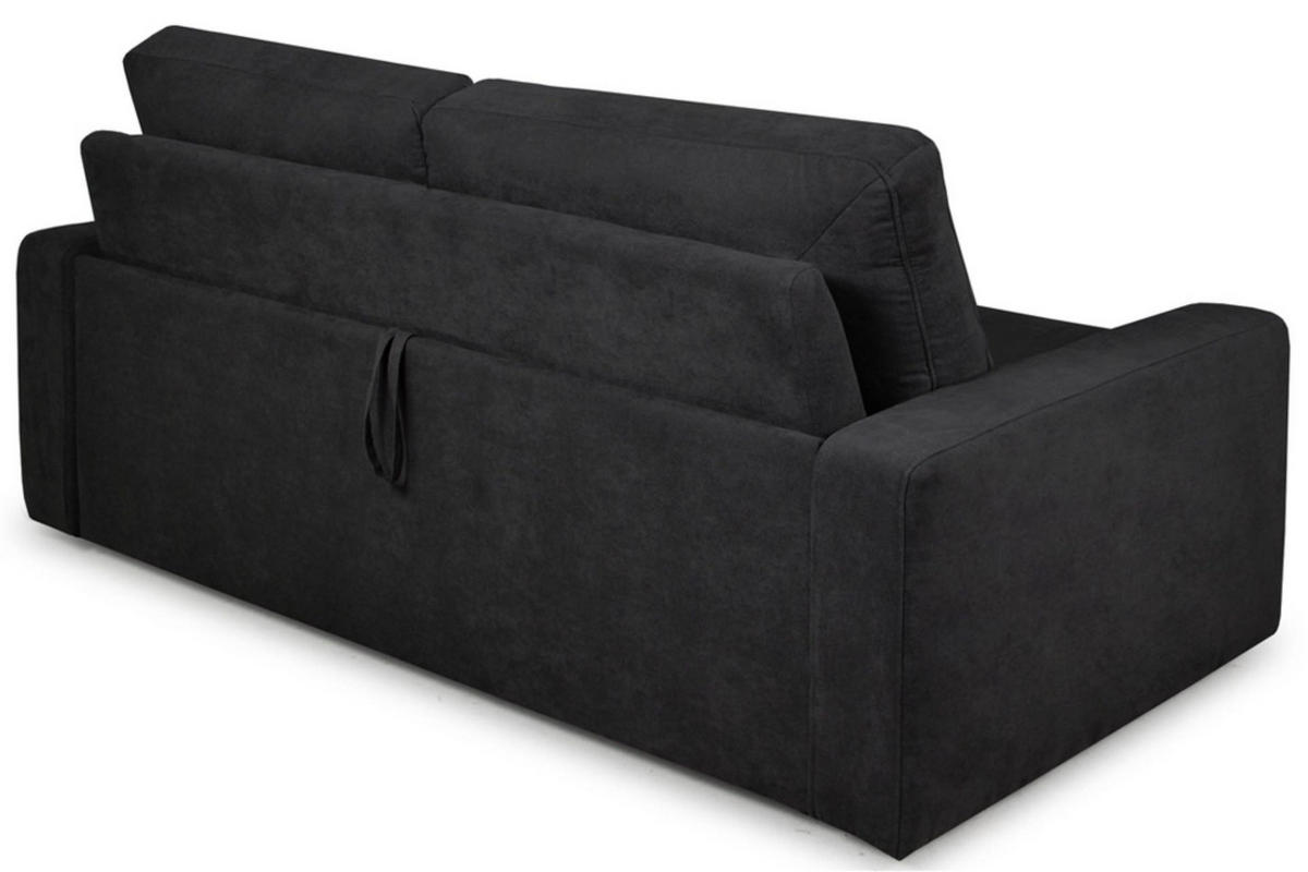SCHLAFSOFA MENTO 3 Personen mit Unterfederung und Matratze, schwarz - Schwarz, Textil (100/90/195cm) - KONSIMO®