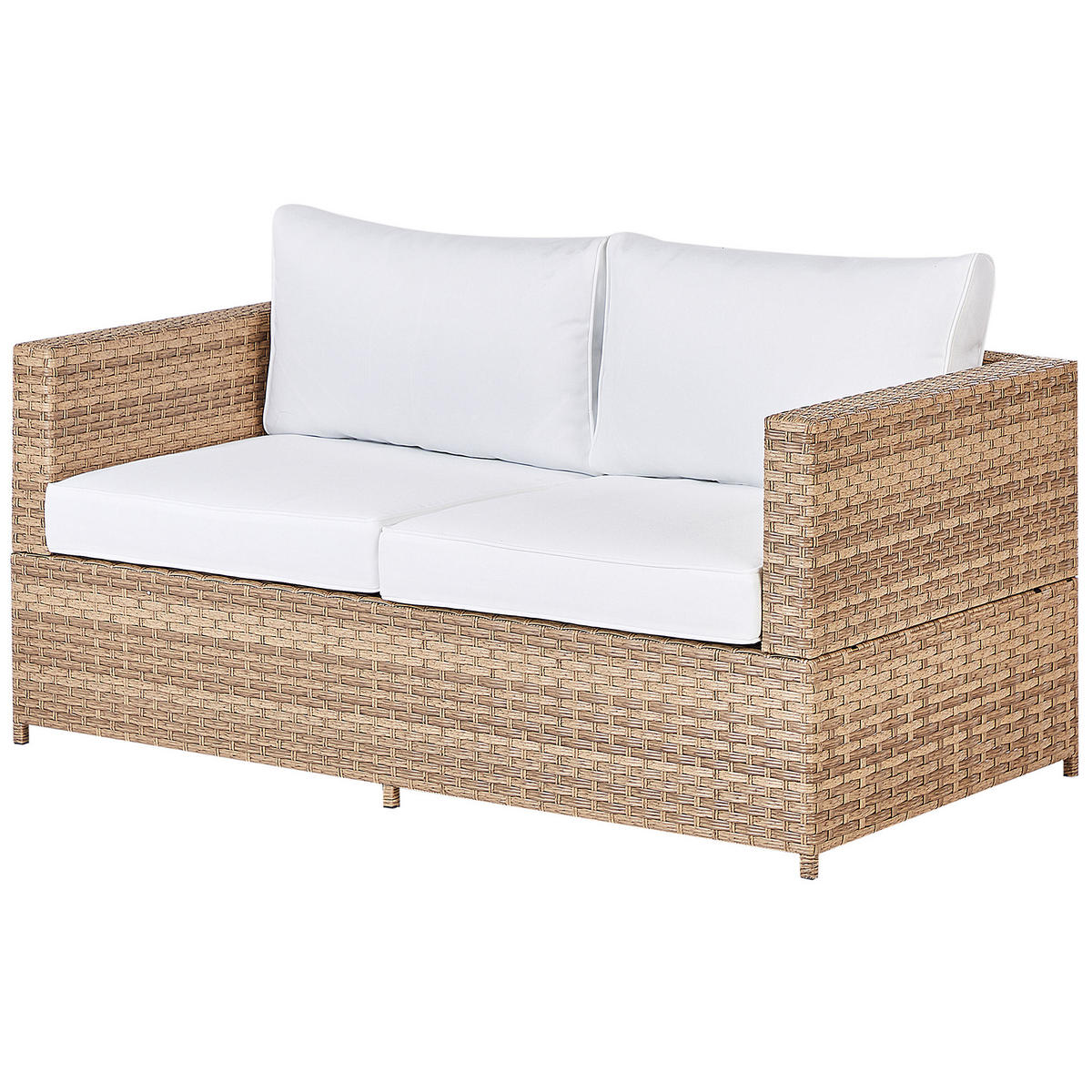 LOUNGE-SET 4-sitzer rechtsseitig PE Rattan Cremeweiß Avola - Weiß/Naturfarben, Kunststoff - Beliani