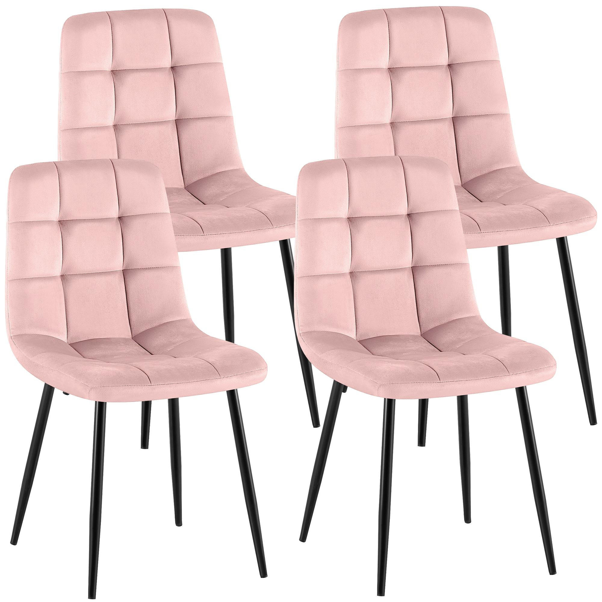 STUHL 4 Samt Pink - Pink/Schwarz, Textil/Metall (45/84/55cm) - CLP