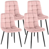 STUHL 4 Samt Pink - Pink/Schwarz, Textil/Metall (45/84/55cm) - CLP