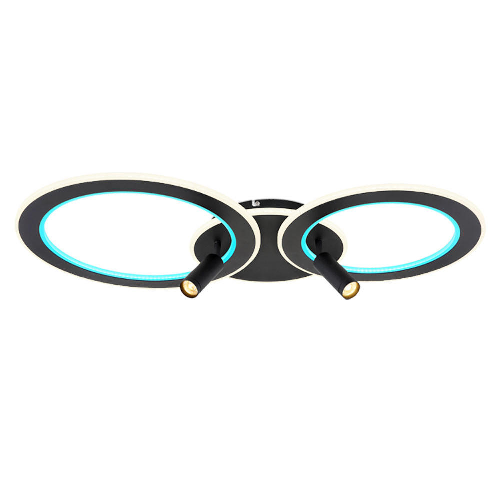 LED DECKENLEUCHTE MARIAN Schwarz Opal - Schwarz, Metall (89.5/50.7/13.5cm) - Globo Lighting