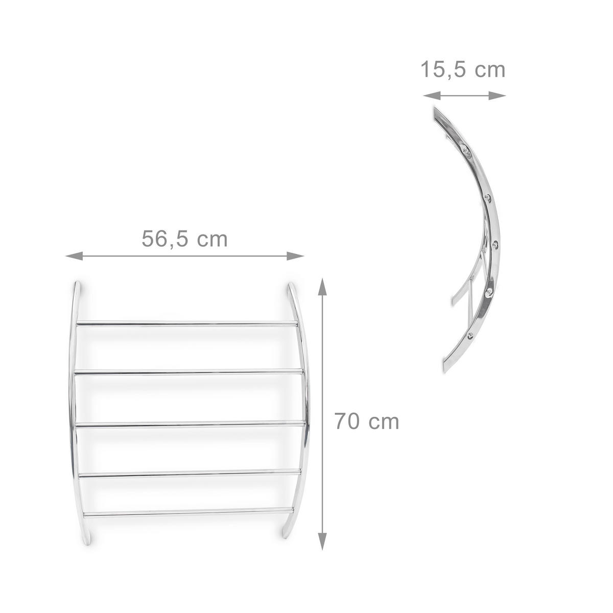 NÁSTENNÝ držiak na uteráky - strieborná, kov (56.5/70/15.5cm) - Relaxdays