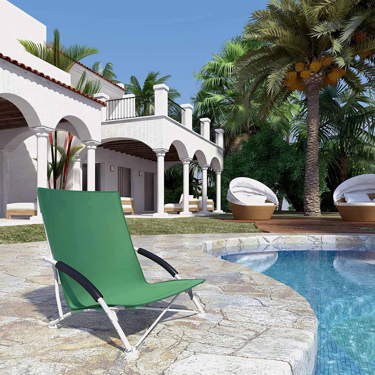 CAMPINGSTUHL KLAPPSTUHL MIT TRAGETASCHE - Grün, Textil (56/53/64cm) - Hansiro