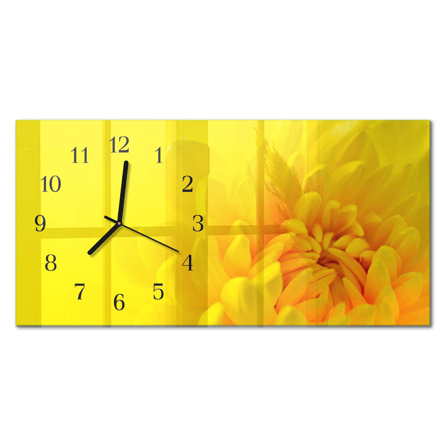 WANDUHR aus Glas 60x30 cm - Blume - Gelb, Glas (60/30/0.4cm) - TULUP