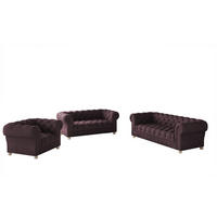 SITZGARNITUR 3+2+1 CHESTERFIELD Elegant Klassisch Schick Stoff Whisper Velours Stoff Rotwein - Rot, Holz/Textil (202/77/90cm) - Kaiser Möbel