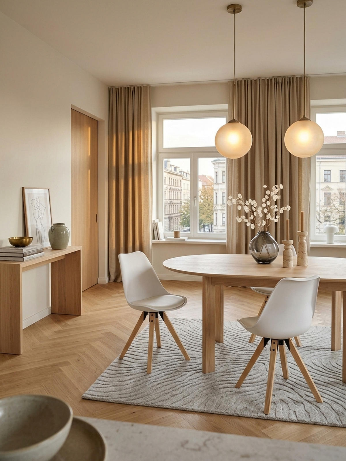 ESSZIMMERSTUHL 2er Set Kunstlederbezug mit Holzgestell Skandinavisch gepolstert, Weiß 49x52x87 cm - Beige/Weiß, Holz/Kunststoff (49/87/52cm) - KADIMA DESIGN