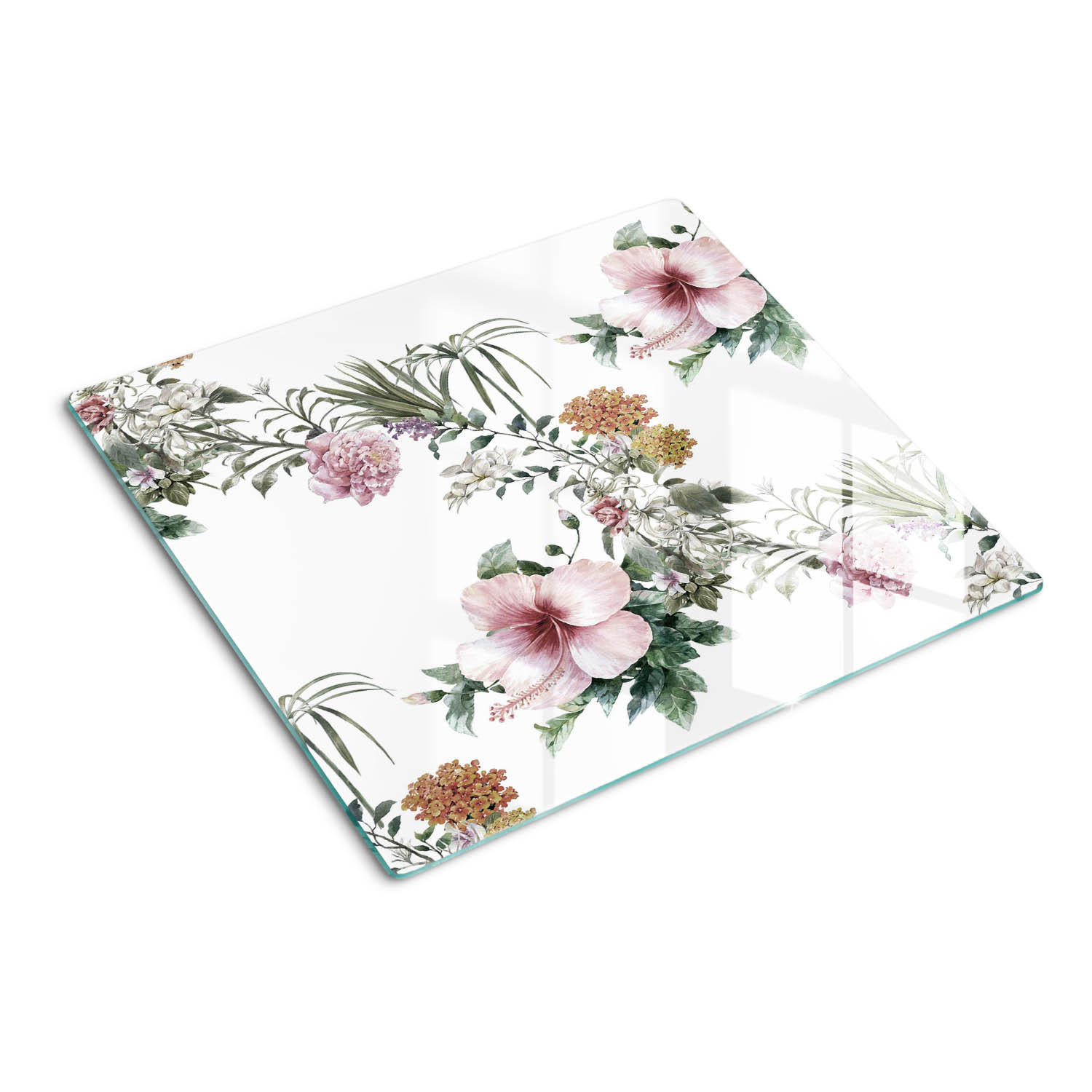 GLASPLATTE 60x52 cm Blumenmuster - Multicolor, Glas (60/0.4/52cm) - TULUP