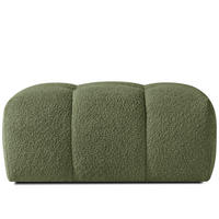 POUF RAVIA, Bouclé, Olivgrün - Olivgrün, Holz/Textil (96/45/50cm) - KONSIMO®