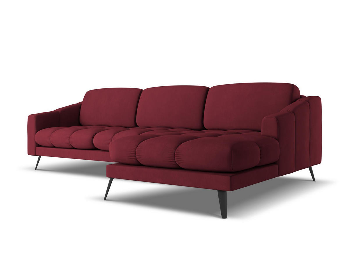 ECKSOFA Rechts Chenille Stoff Rot - Rot/Weinrot, Textil/Metall (264/160cm) - Makamii