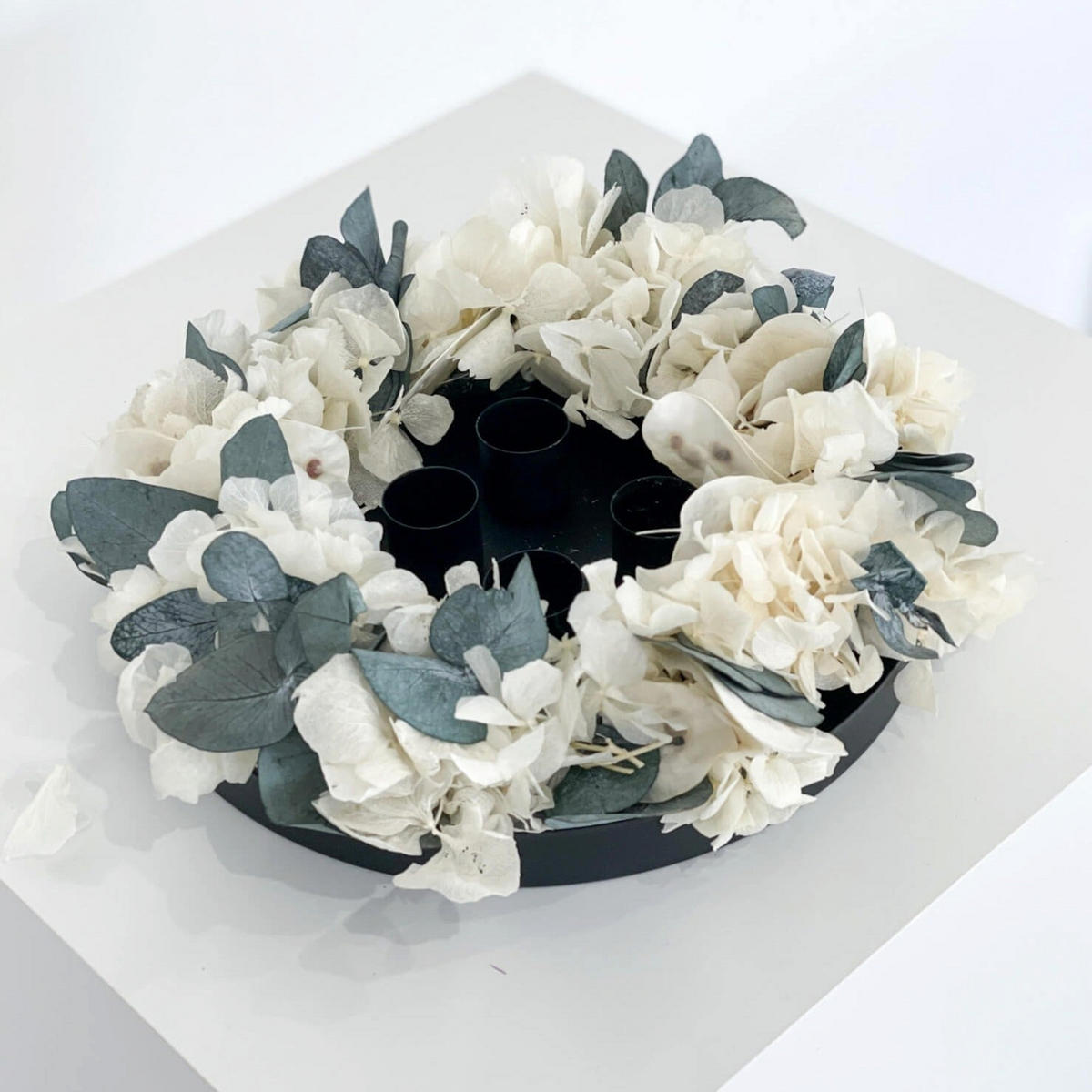 TROCKENBLUMEN kranz Eukalyptus Hortensien Mix - Grün, Naturmaterialien (5cm) - Lykke & You