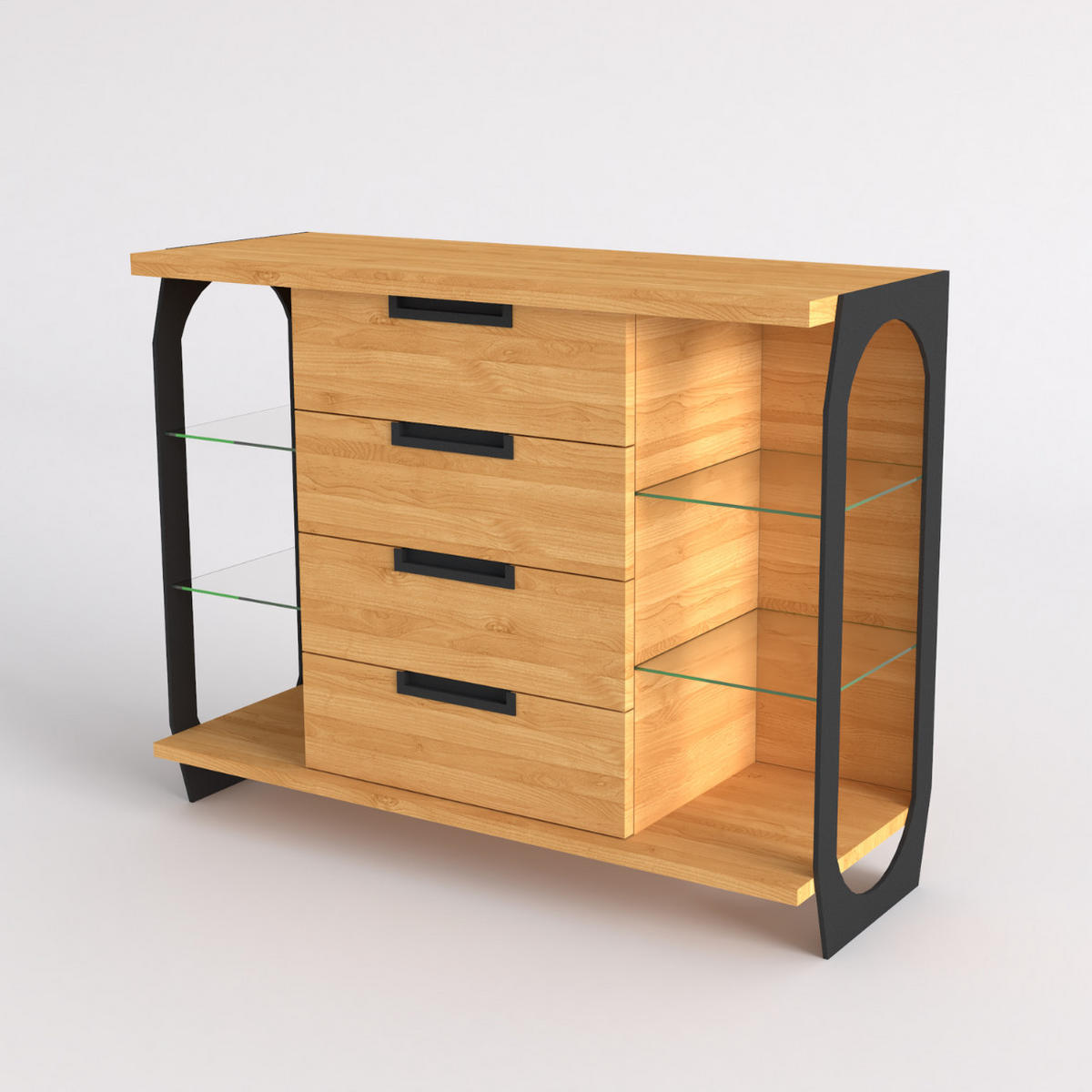 KOMMODE mit Schubladen aus Massivholz für Ihr Wohnzimmer WALT - Eichefarben, Holz (120/95/45cm) - Rawood Furniture