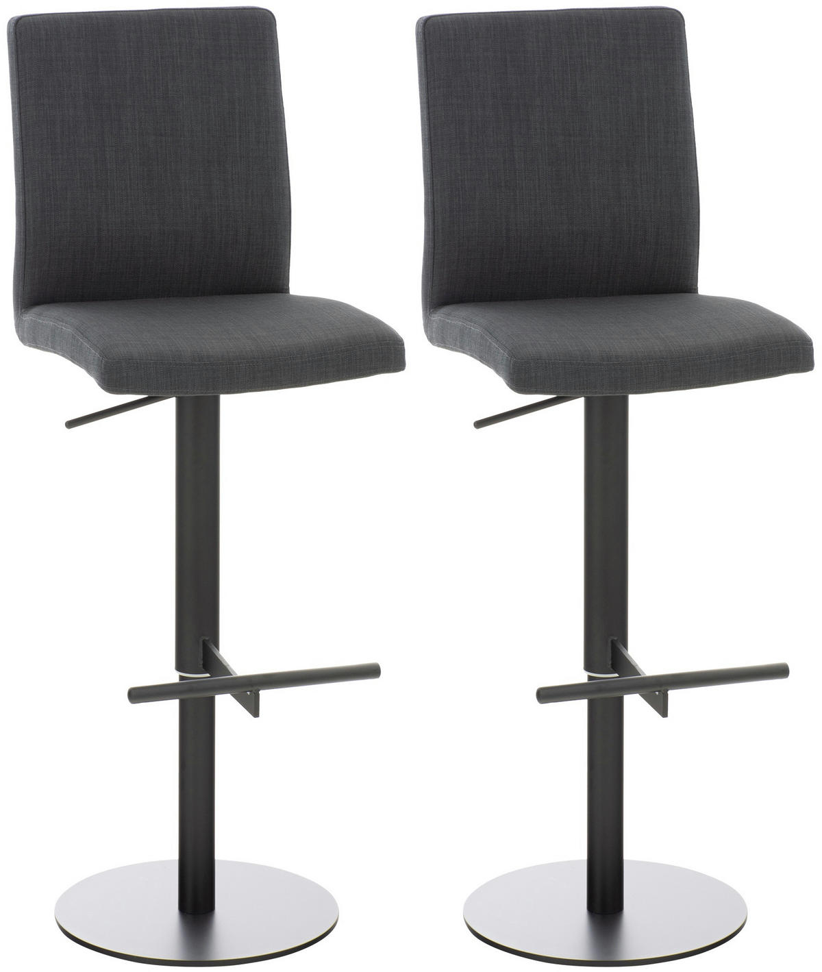 BARHOCKER 2er Set Stoff Dunkelgrau - Dunkelgrau/Schwarz, Textil/Metall (40/93/49cm) - CLP