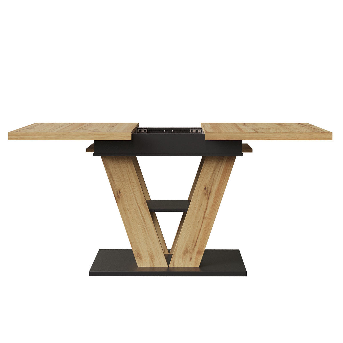 AUSZIEHTISCH 110/80/75 cm Natural Wood mit Holzmaserung aus MDF Metallgestell - Naturfarben, Holzwerkstoff (110/80/75cm) - OKWISH