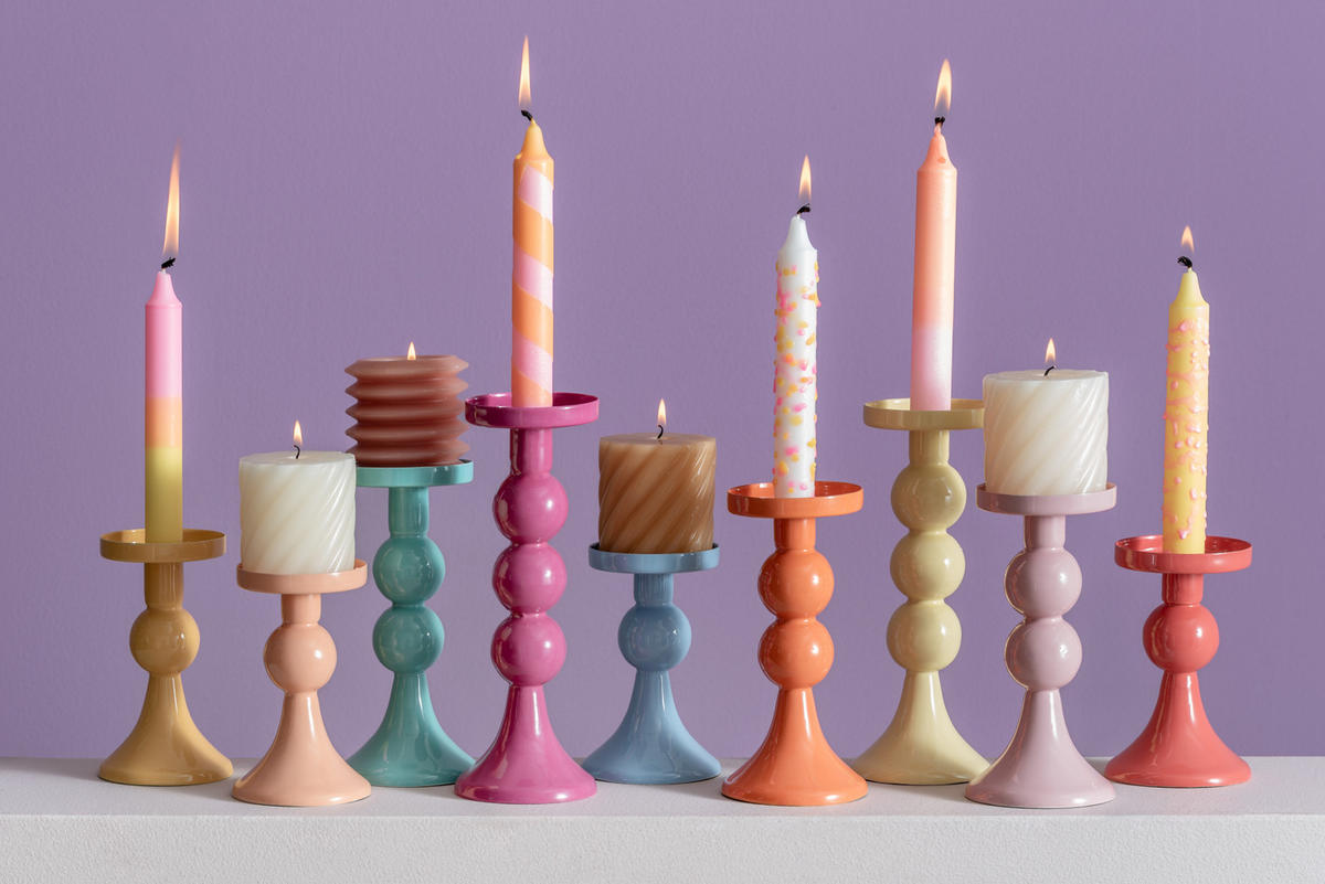 KERZENSTANDER Funky 8.5/8.5/23 cm - Gelb, Metall (8.5/23/8.5cm) - Present Time