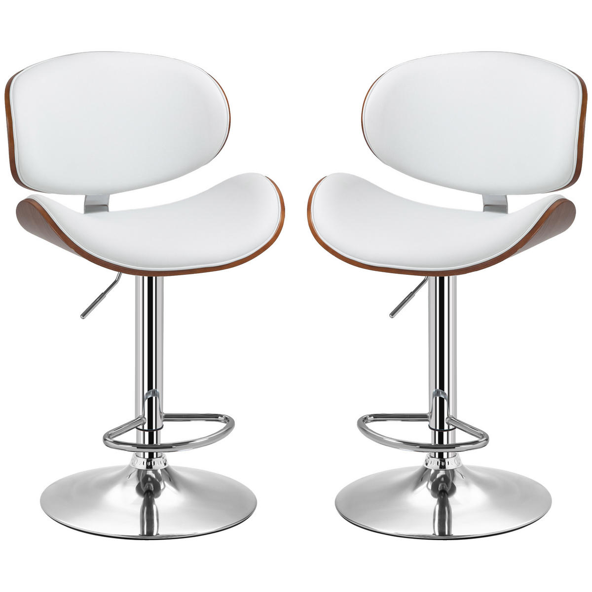 BARHOCKER 2er-Set DE-14731 höhenverstellbar & schwenkbar Weiß - Weiß, Metall (52/112/53cm) - ComfortXL