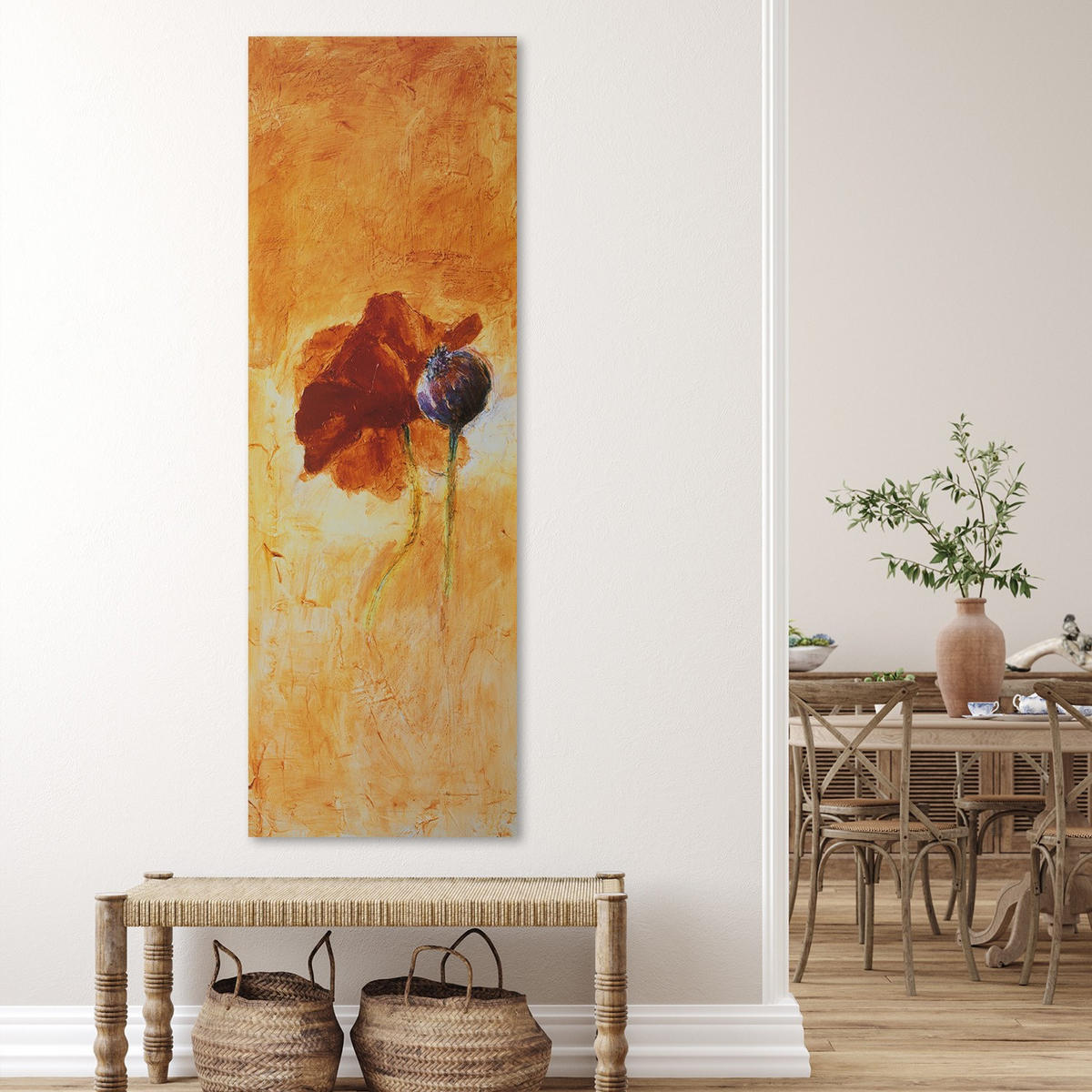 WANDBILD mohnblume wie handgemalt - Orange, Textil (30/90cm) - Feeby