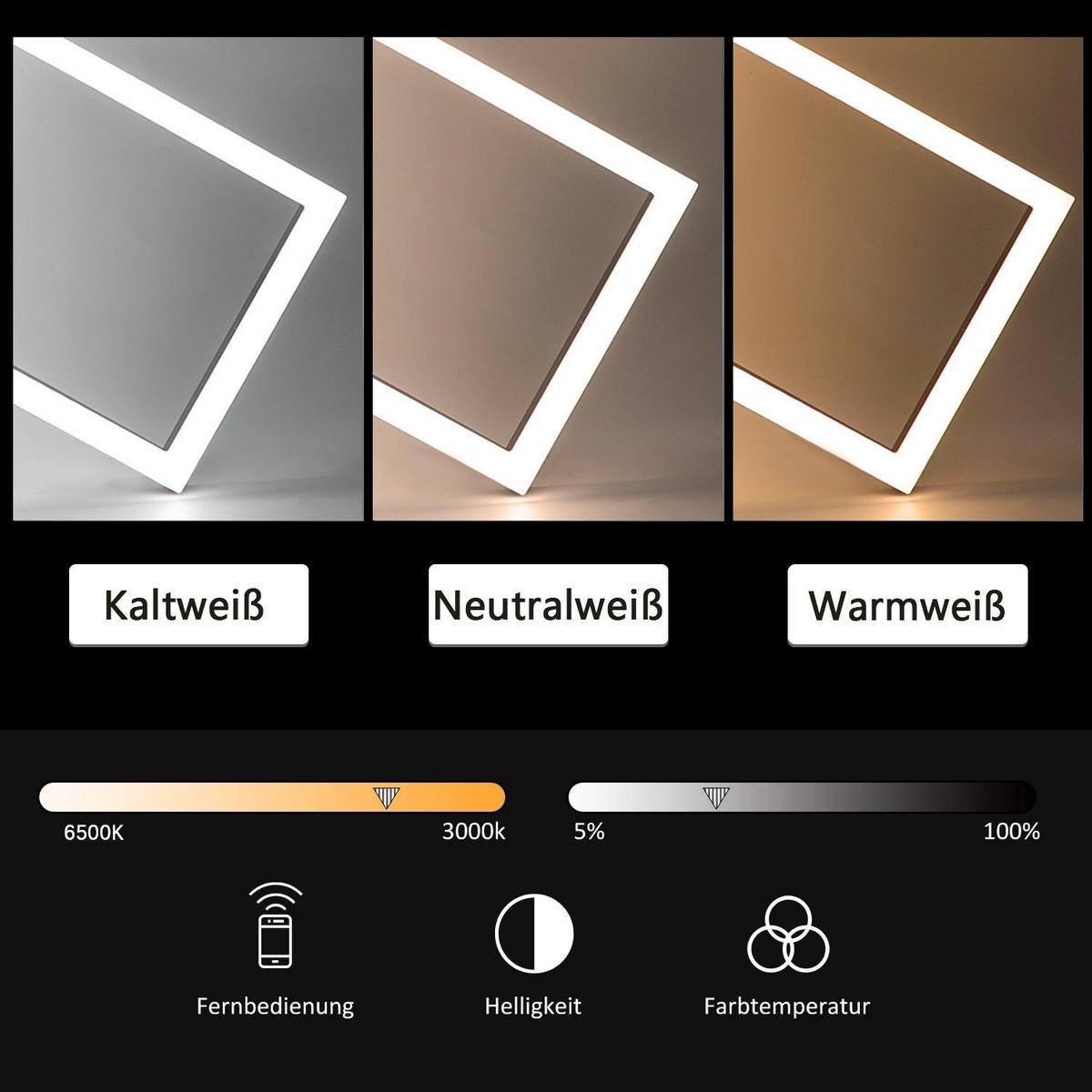LED-DECKENLEUCHTE Marco 54/35/6 cm - Schwarz, Metall (54/35/6cm) - Nettlife