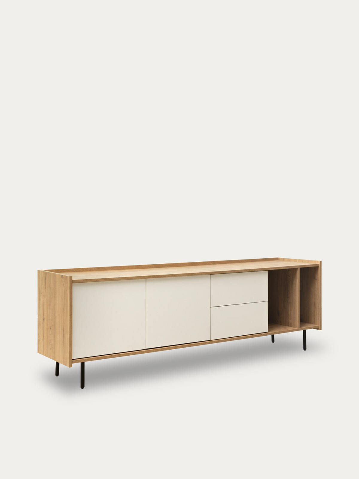 TV-ELEMENT Nadine Natur - Weiß 184.2 cm x 59.6 cm - Braun, Holzwerkstoff (184/59/41cm) - Kenay Home