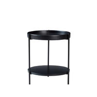 COUCHTISCH 69/69/38 cm aus Massivholz, MDF und Metall mit 2 Ebenen, Schwarz - Schwarz, Holzwerkstoff (44/44/48cm) - Modfu
