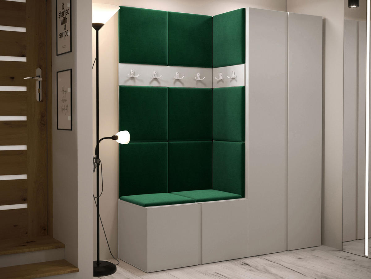 GARDEROBEN-SET Orion III - Kaschmir/Grün, Holzwerkstoff/Kunststoff (158/186/46cm) - MIRJAN24