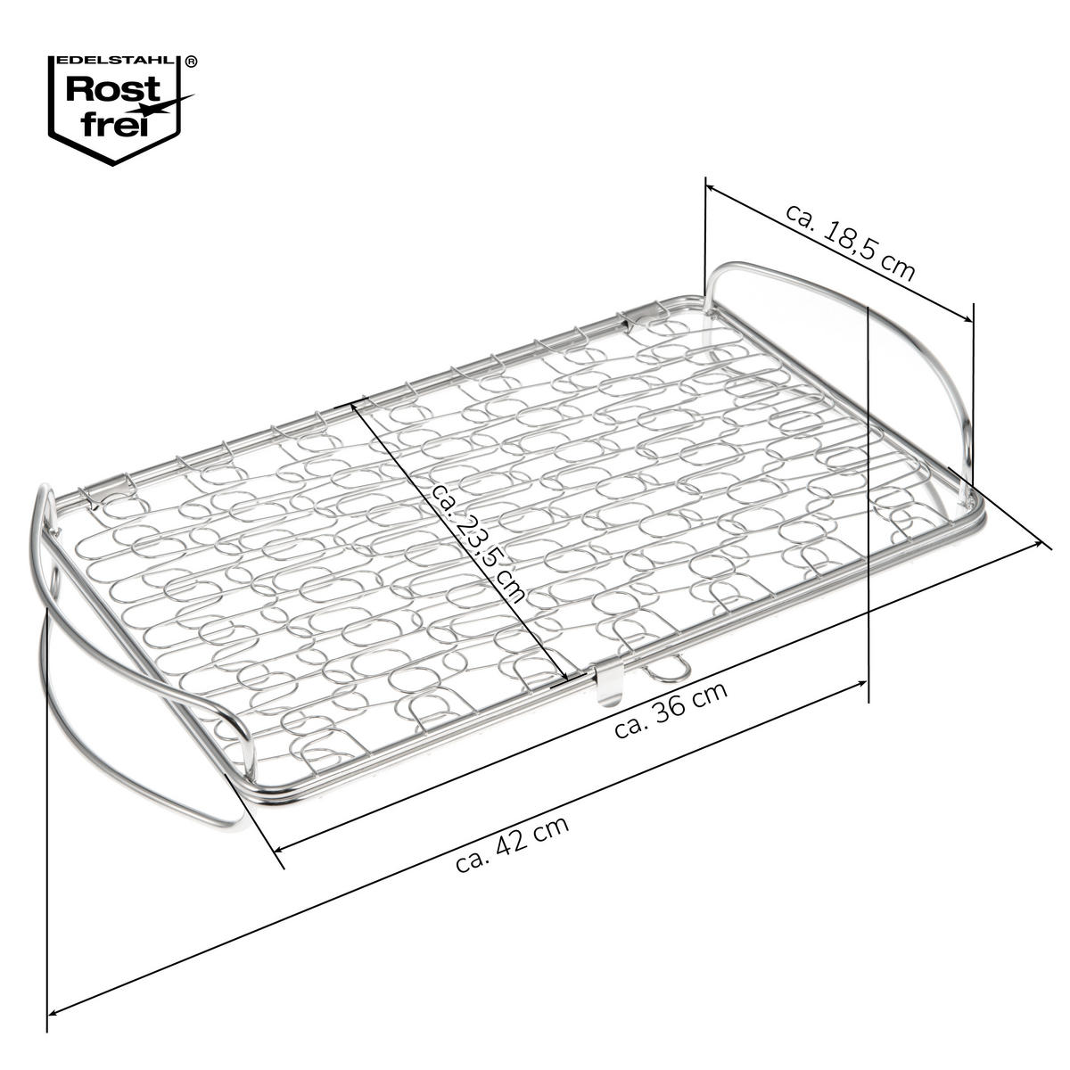 GRILLKORB, Edelstahl - Edelstahlfarben, Metall (42/24/8cm) - bremermann