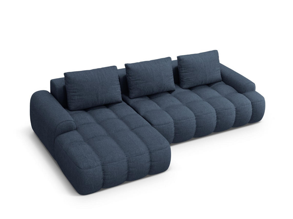 AUSKLAPPBARES-ECKSOFA links mit Container Linz aus strukturiertem Stoff dunkelblau 3 Sitzplätze - Dunkelblau, Textil (142/275cm) - Cosmopolitan Design