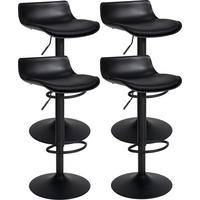 BARHOCKER 4er Set Gedan Kunstleder Schwarz - Schwarz, Leder/Metall (43/69/44cm) - DELUKE