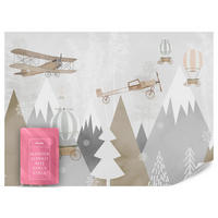 FOTOTAPETE für Kinderzimmer Flugzeuge Bergen Bäume 500x350 - Beige/Braun, Papier (500/350cm) - Muralo