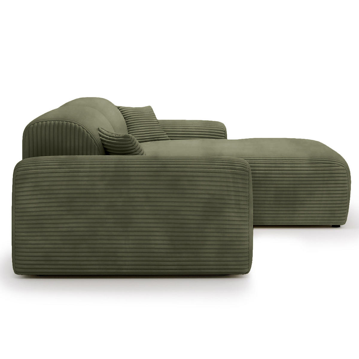 ECKSOFA mit Longchair - Cord - Schwarz/Grün, Kunststoff/Textil (284/178cm) - home24