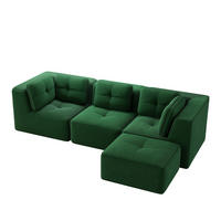 ECKSOFA DE-34220 L-Form mit Ottomane Grün - Grün, Textil (177/297cm) - ComfortXL