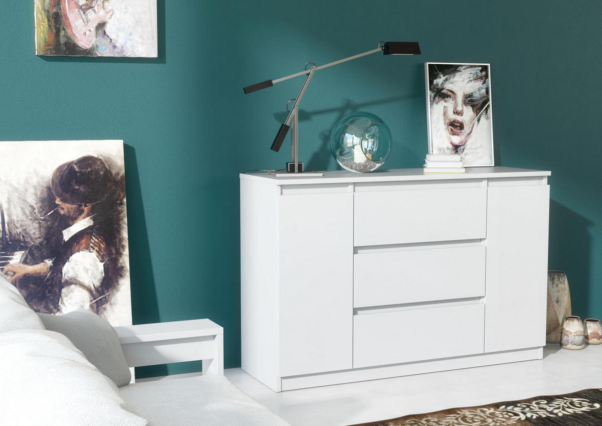 KOMMODE 120 Weiß 120x39x78,5 cm - Weiß, Holzwerkstoff (120/78.5/39cm) - Mobelsta