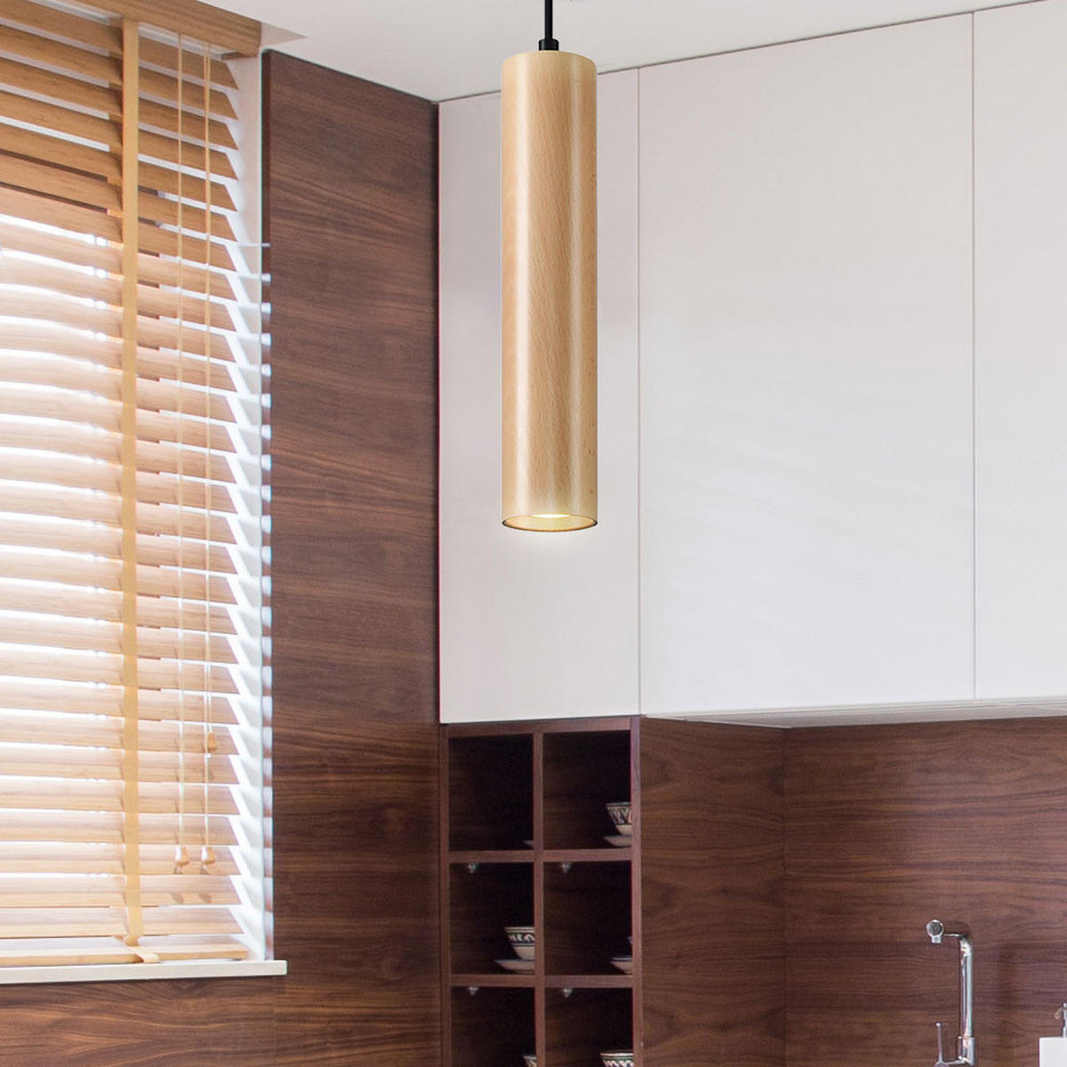 LED HÄNGELEUCHTE Holz Schwarz - Schwarz, Holz (8/8/100cm)