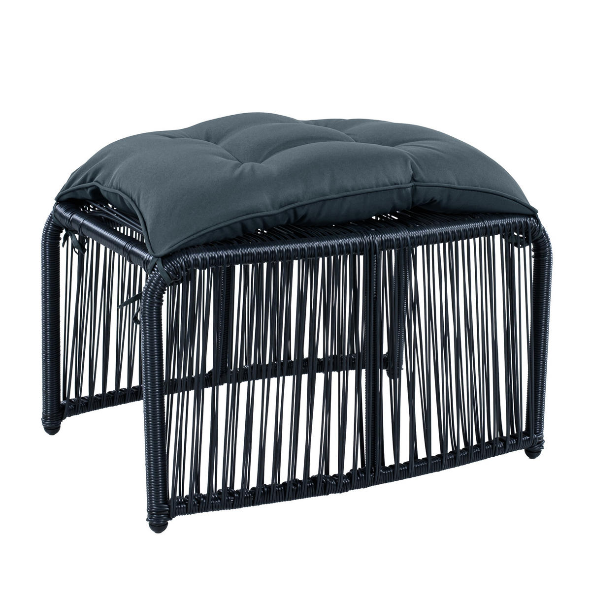 GARTENMÖBEL-SET mit Tisch 51/51/50,5 cm und 2 Stühlen, mit Kissen und Glasplatte, Schwarz/Grau - Schwarz, Metall - Redom