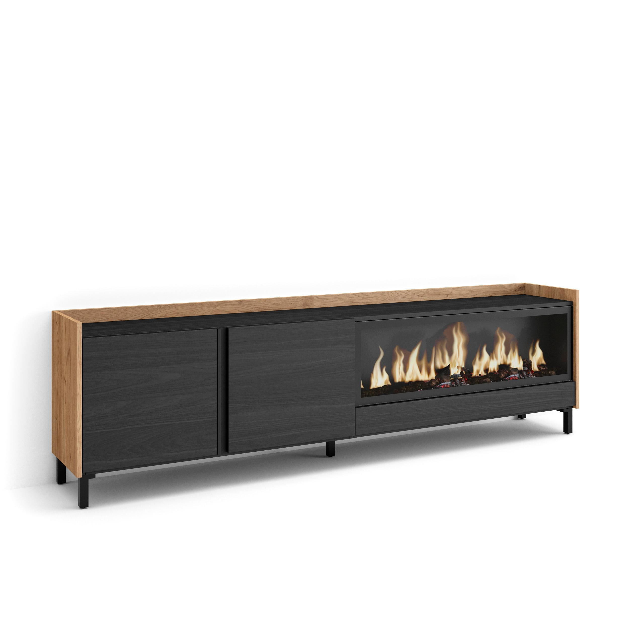Skraut Home Lowboard, Schwarz 212x61x35 cm