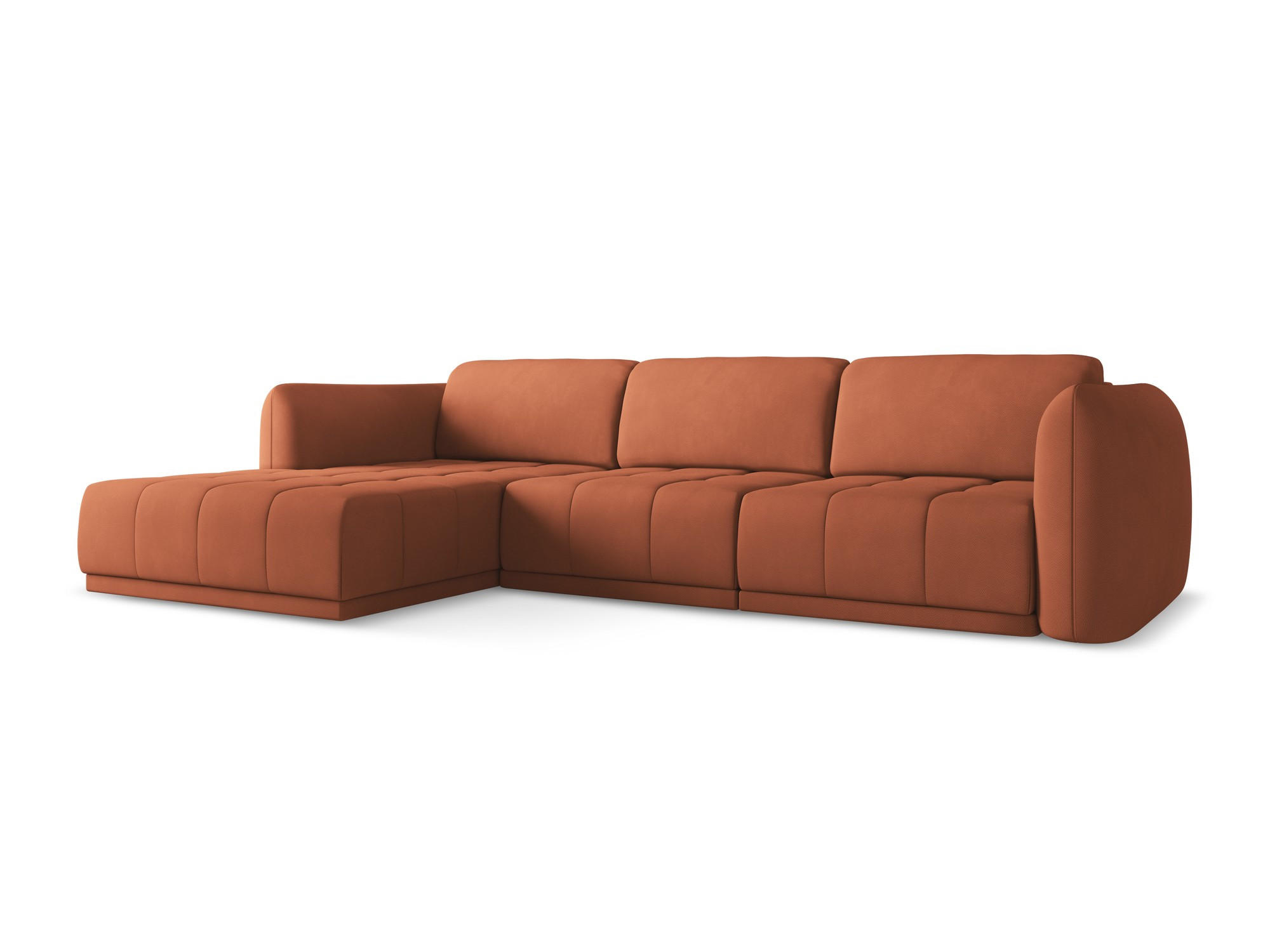 ECKSOFA Links Chenille Stoff Orange - Terracotta/Schwarz, Kunststoff/Textil (170/290cm) - Makamii