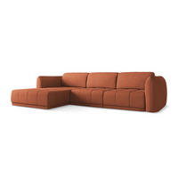 ECKSOFA Links Chenille Stoff Orange - Terracotta/Schwarz, Kunststoff/Textil (170/290cm) - Makamii